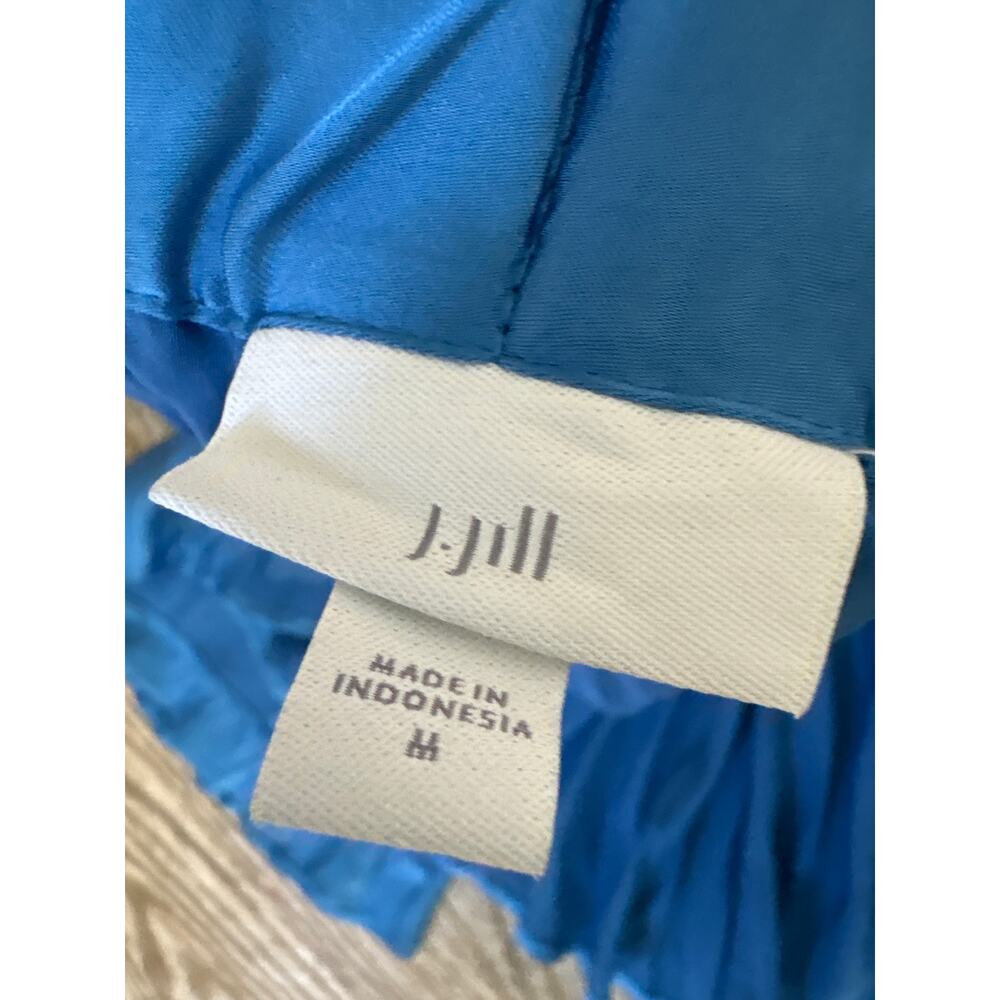 J.Jill Cobalt Blue Accordion Pleated Satin Midi Skirt M - Picture 2 of 7